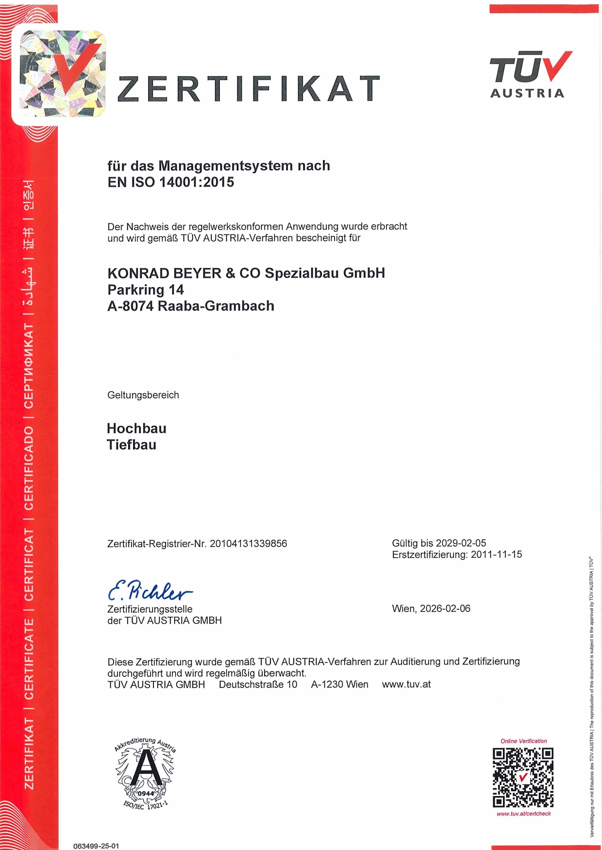 Zertifikat ISO 14001 2015 2029