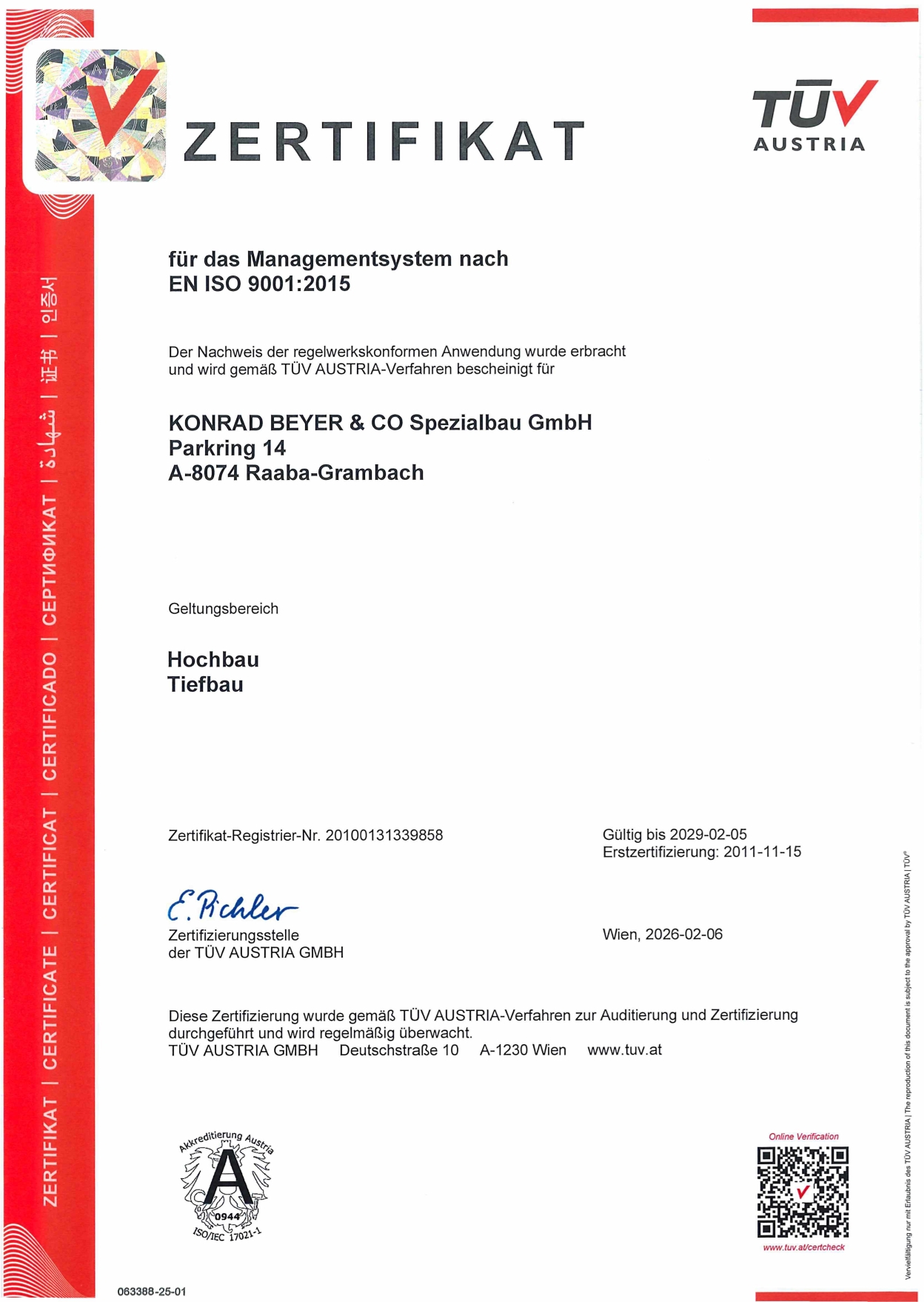 Zertifikat ISO 9001 2015 2029